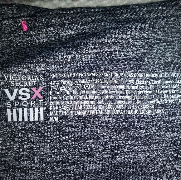 🆕VS | VS Knockout Cropped Heathered Grey & Pink Leggings Size Medium - Picture 3 of 10